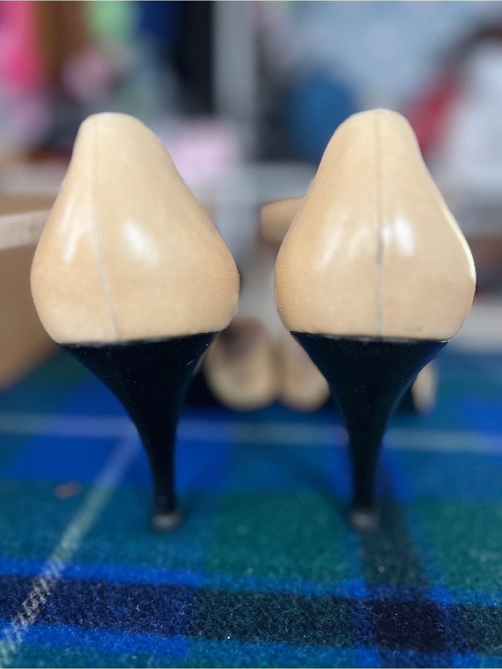 CHANEL Two-Tone Pointed Toe Ankle Strap Pumps in Beige & Black - Picture 4 of 4